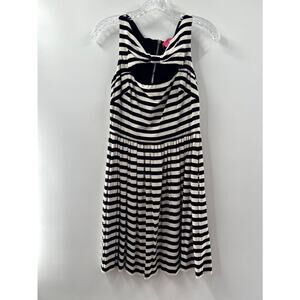 Betsy Johnson Women's Black White Striped Cutout Sleeveless Dress Size 6
